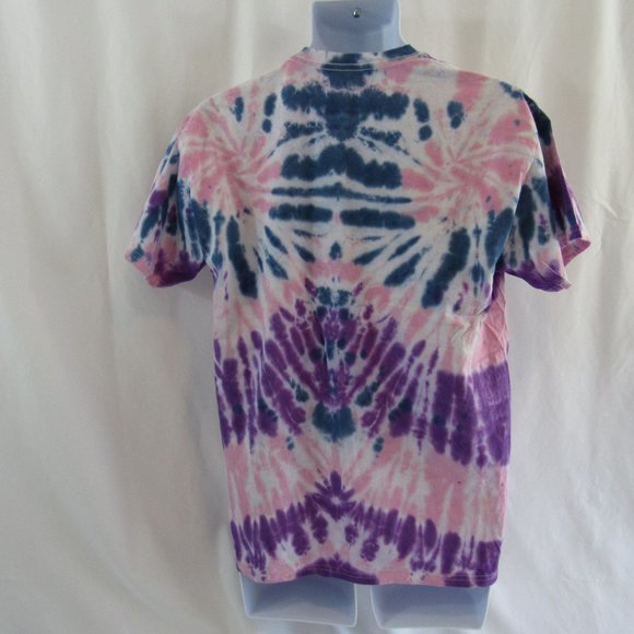 Men's Unisex Adult, Size L, Pink Purple Blue Tie dye Cotton T-Shirt, - Gildan - Picture 2 of 3